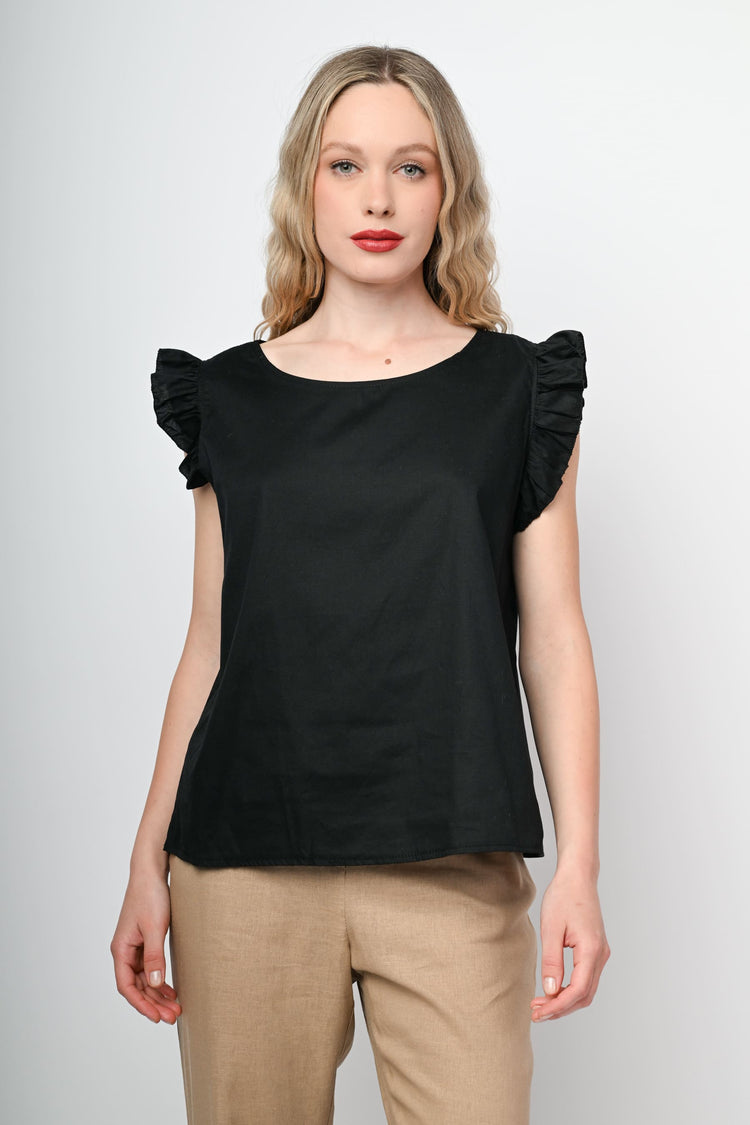 Top in cotone con volants