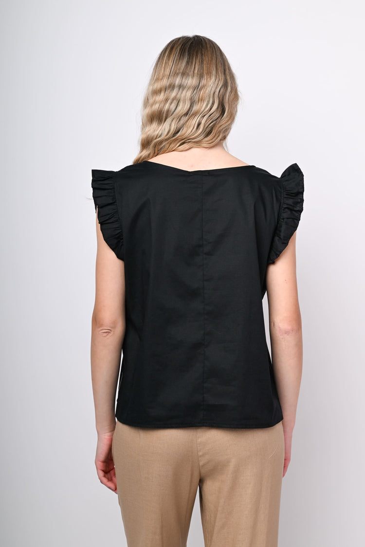 Top in cotone con volants