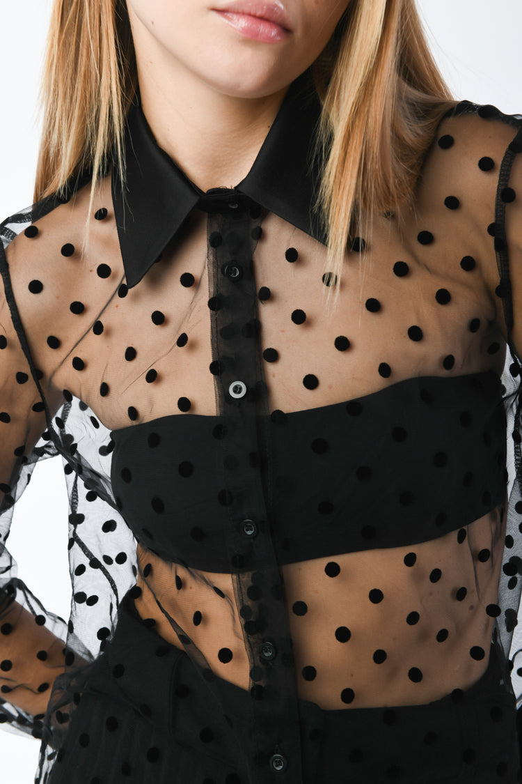 Camicia in tulle a pois