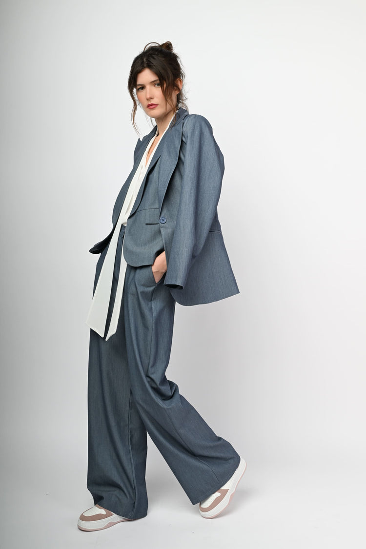 Pantaloni palazzo effetto denim