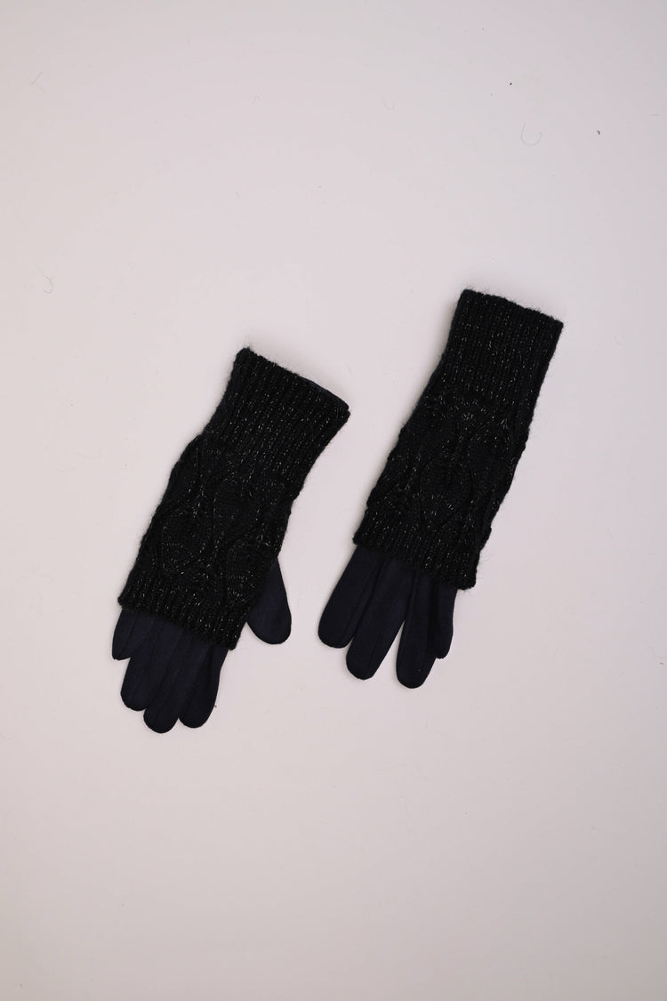 Guanti con manicotto in maglia lurex