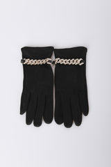Guanti con catenella in strass