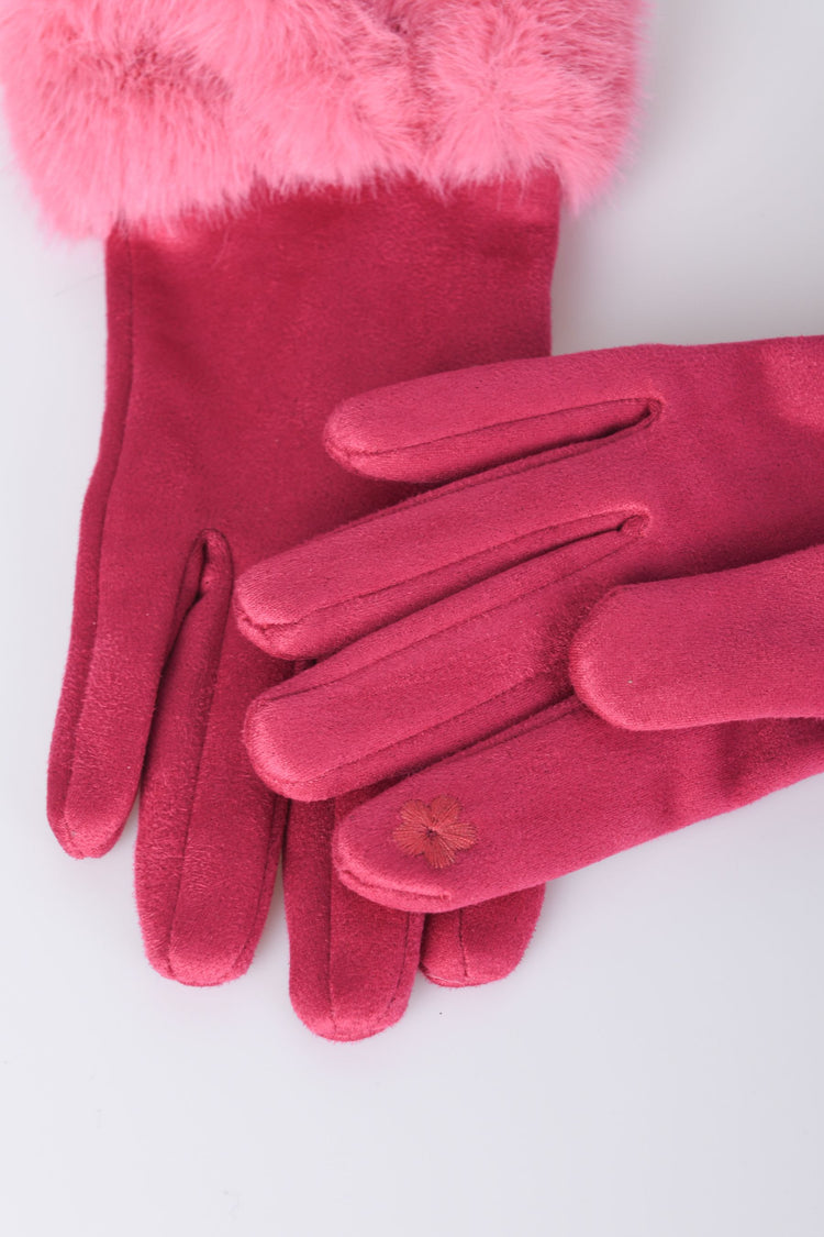 Guanti con polsini in faux fur