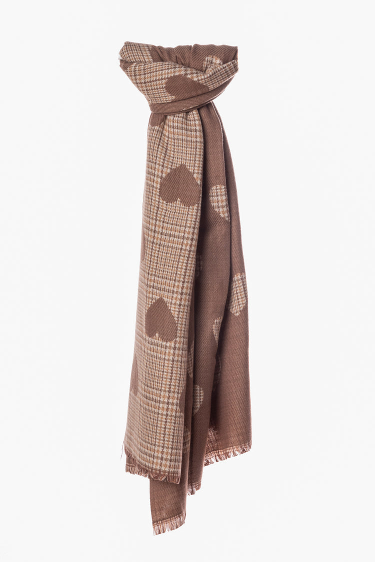 Sciarpa a motivo cuori e principe di Galles