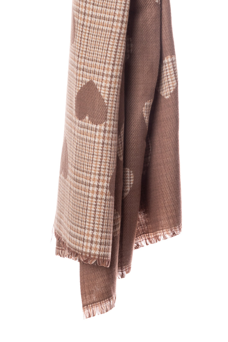 Sciarpa a motivo cuori e principe di Galles