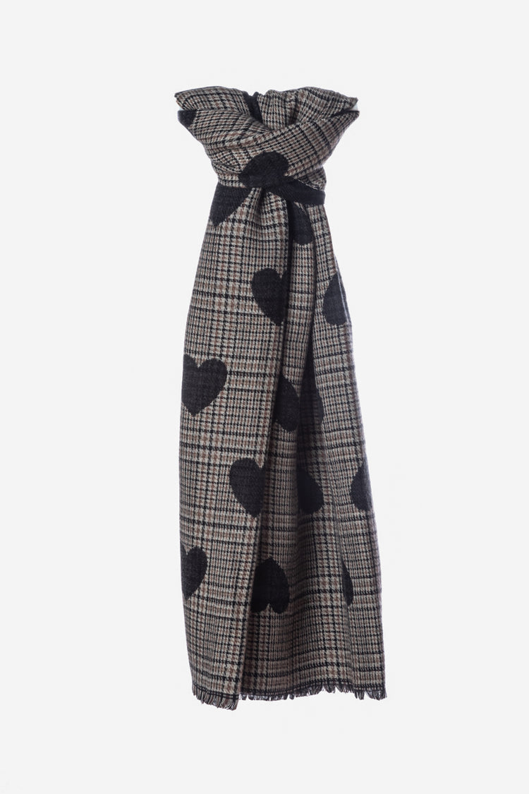 Sciarpa a motivo cuori e principe di Galles