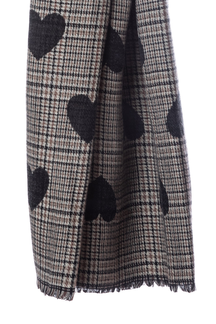 Sciarpa a motivo cuori e principe di Galles