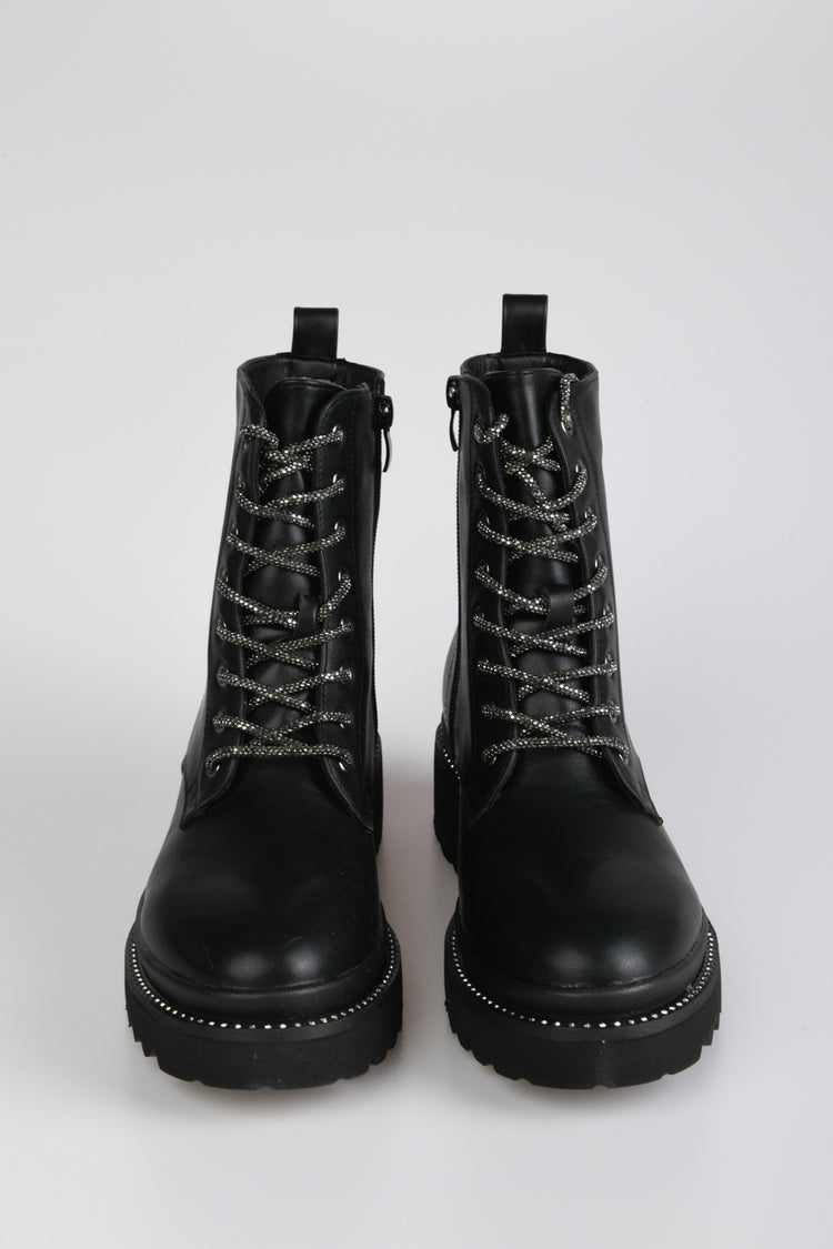 Stivaletti stringati con mini borchie