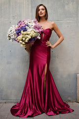 Abito da sera in raso a bustier