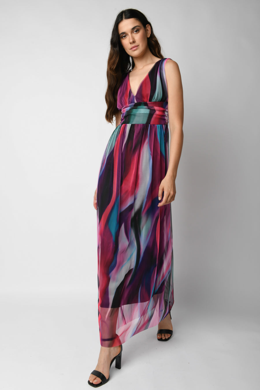 Nuna Lie Vestito In Tulle Lungo Nero Abito Lungo In Tulle A Stampa