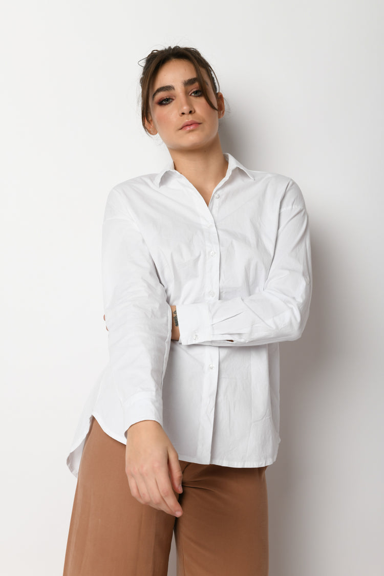 Camicia oversize in cotone stretch