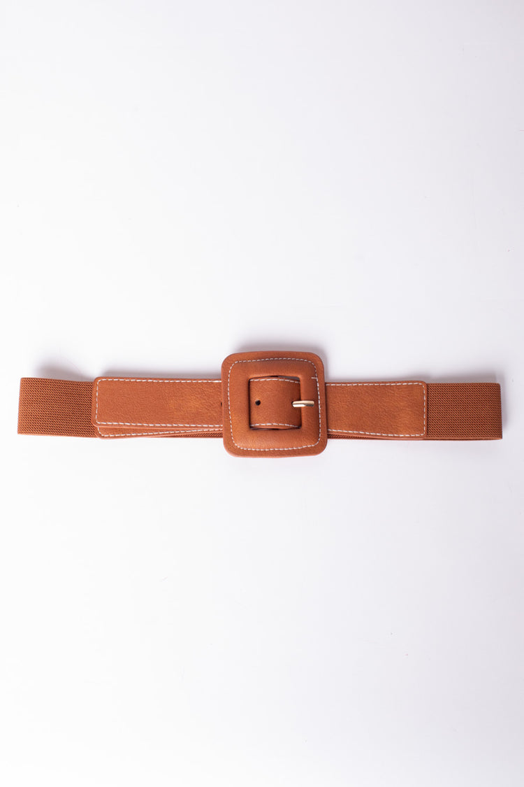 Cintura elastica sottile con fibbia quadrata