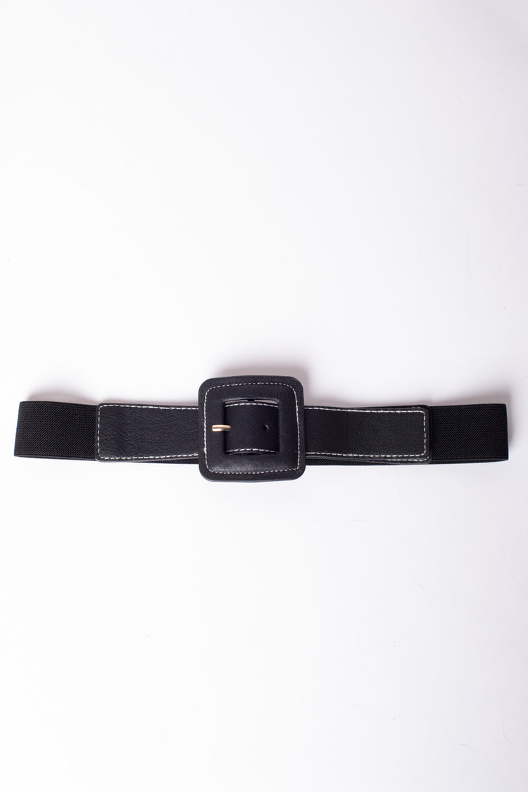 Cintura elastica sottile con fibbia quadrata